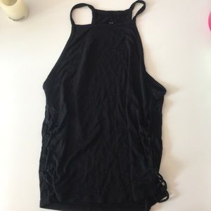black tie up tank top